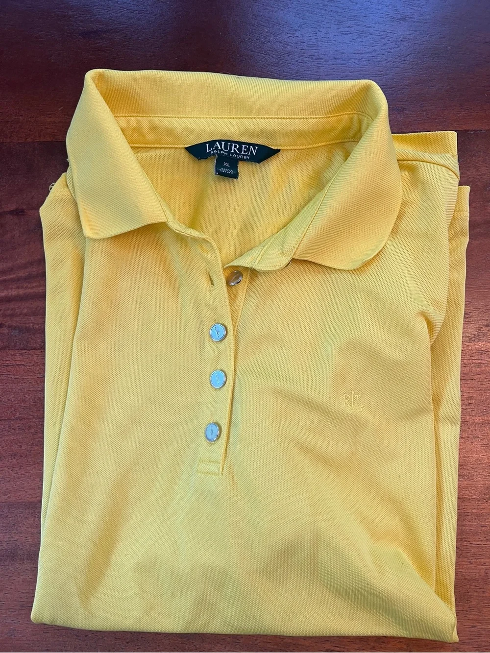 Ralph Lauren Polo Women's XL Yellow Short Sleeve Collared Shirt